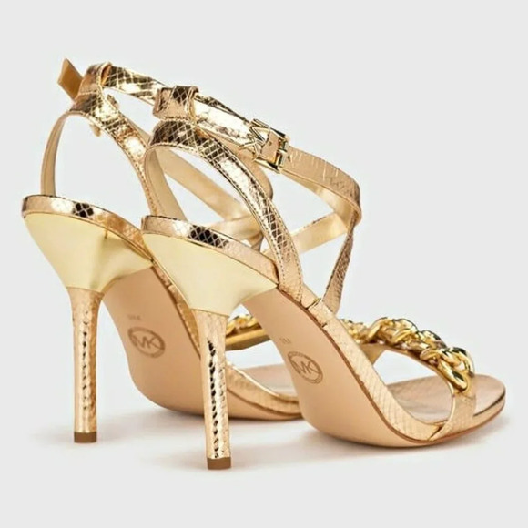 Michael Kors Asha Embellished Snake Embossed Leather Sandal Size 9.5 (MSRP $225) - Picture 2 of 12